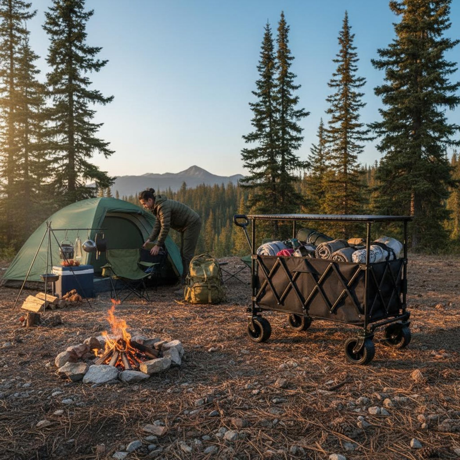 Jinli Outdoor Camping - Foldable Camping Wagon Portable Foldable Outdoor