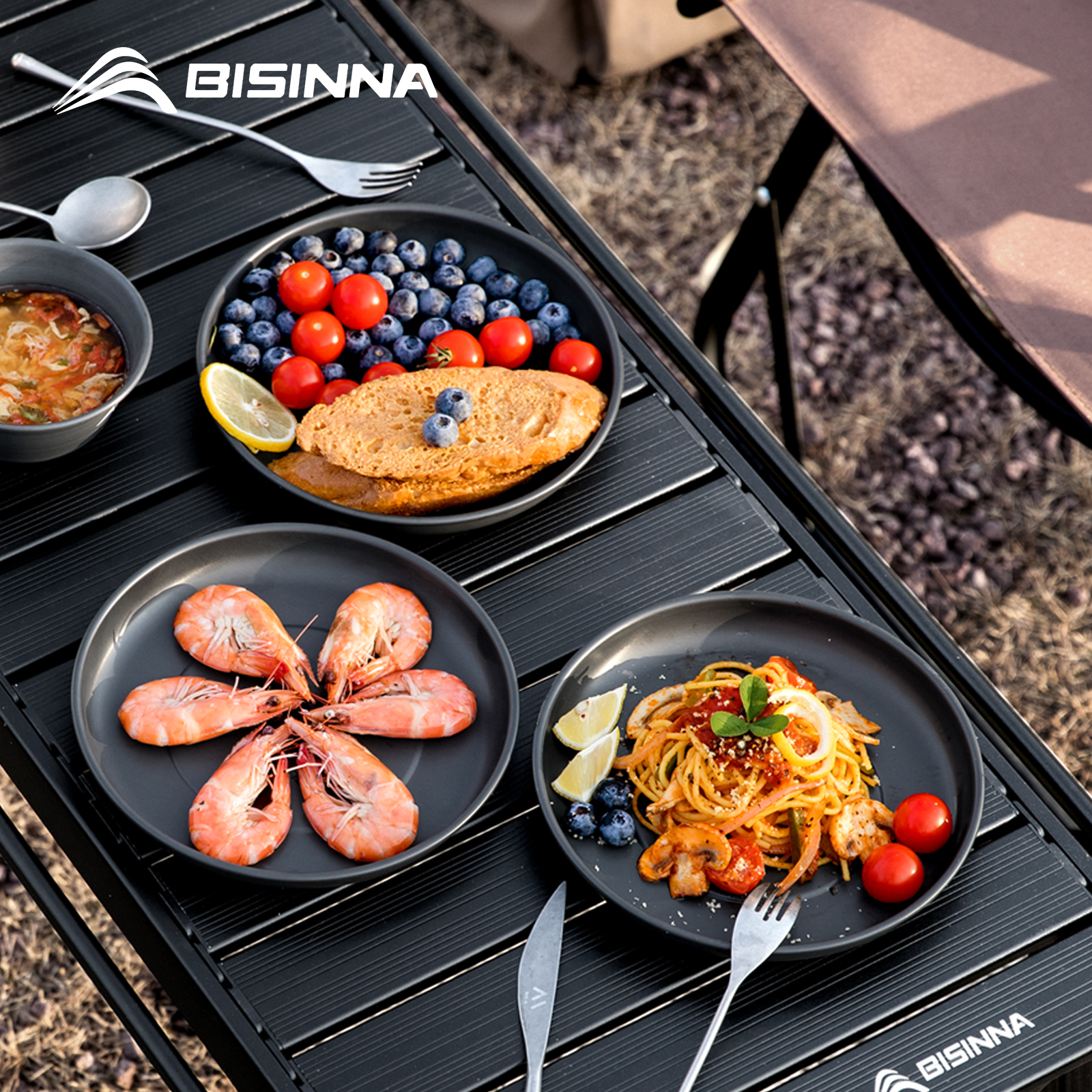 Outdoor Camping World - BISINNA Camping Plate Lightweight Tableware Aluminum