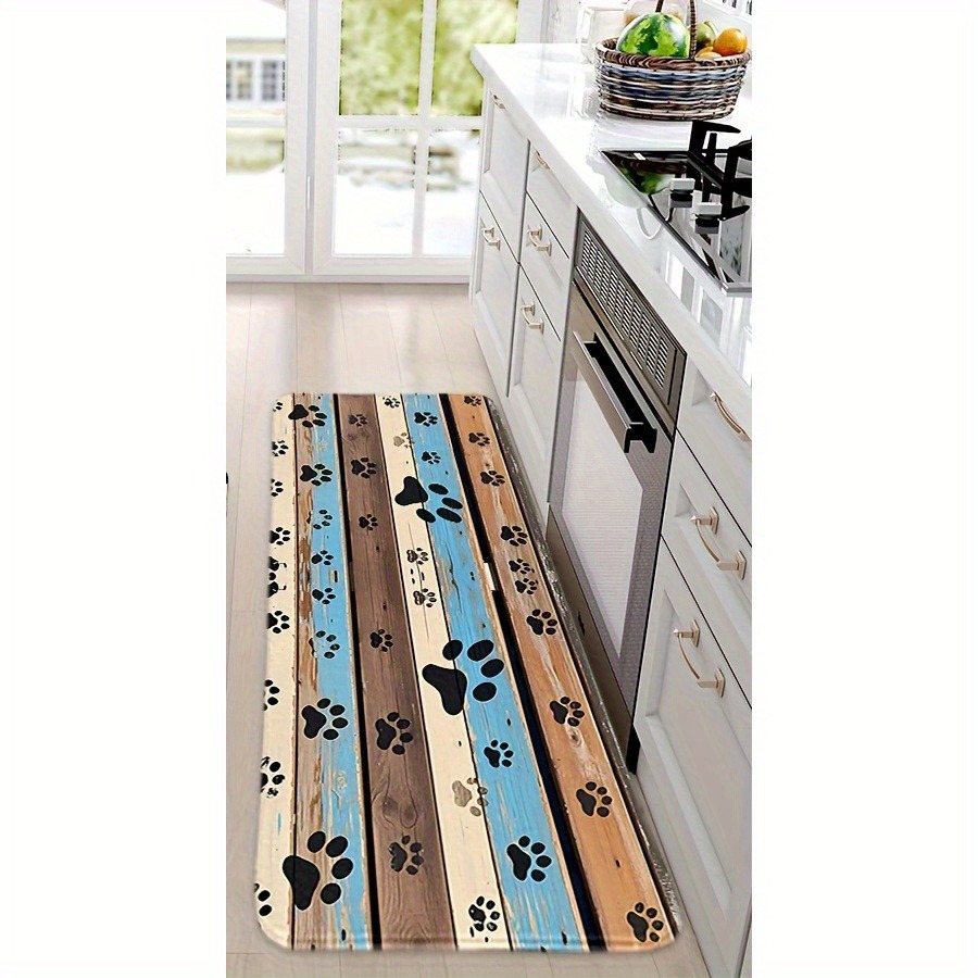 Outdoor Camping Kitchen With Sink - 1PC Paw Prints Pattern Kitchen Rug