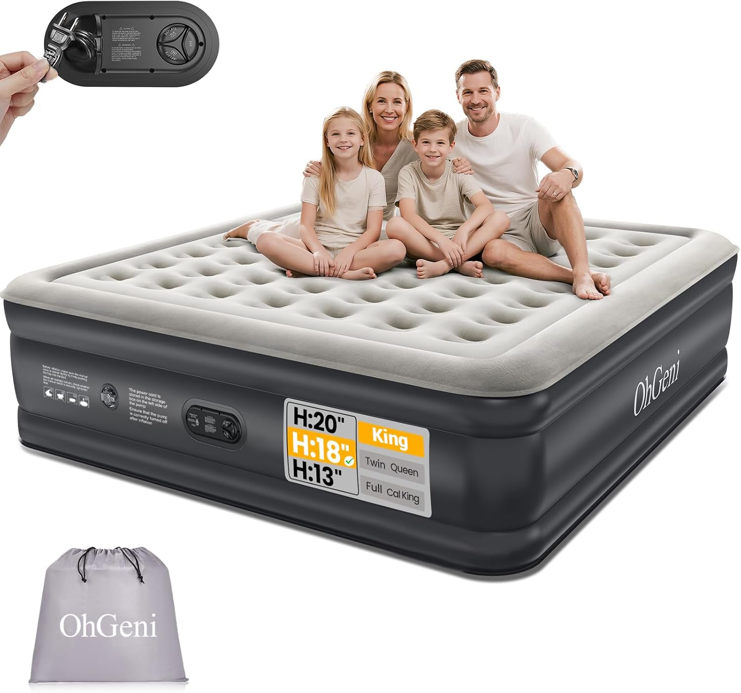 Inflatable Mattress - King Size Air Mattress with Built-in
