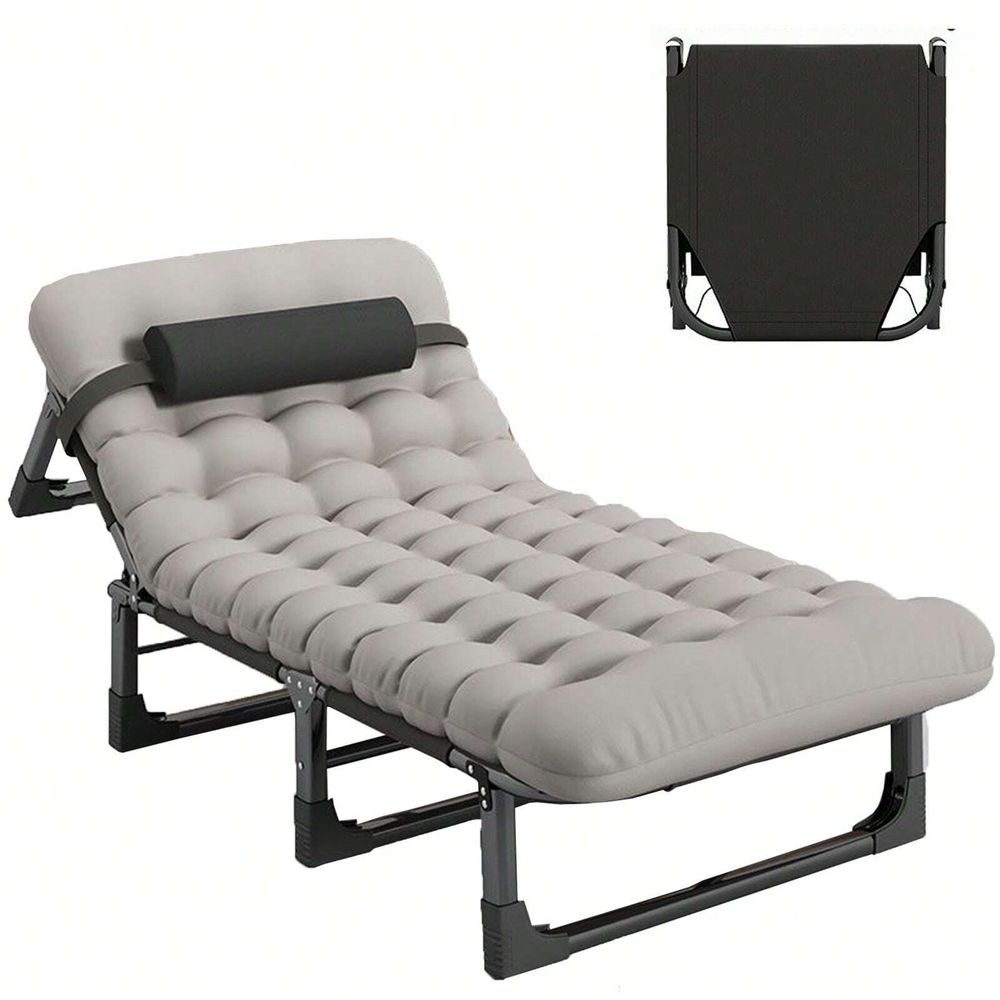 Outdoor Camping Folding Chairs - Cot, 4 Positions Adjustable Reclining Folding