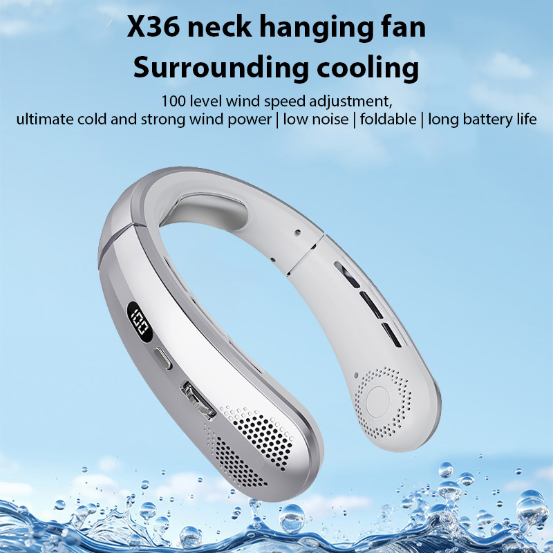 Outdoor Camping Misting Fan - Hanging Neck Fan Portable Rechargeable Fan