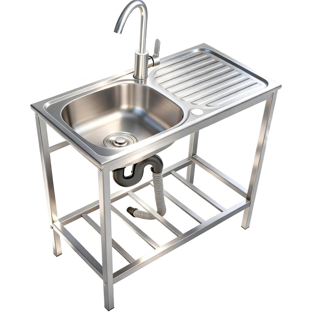 Outdoor Camping Table - Portable Stainless Steel Laundry Tub with