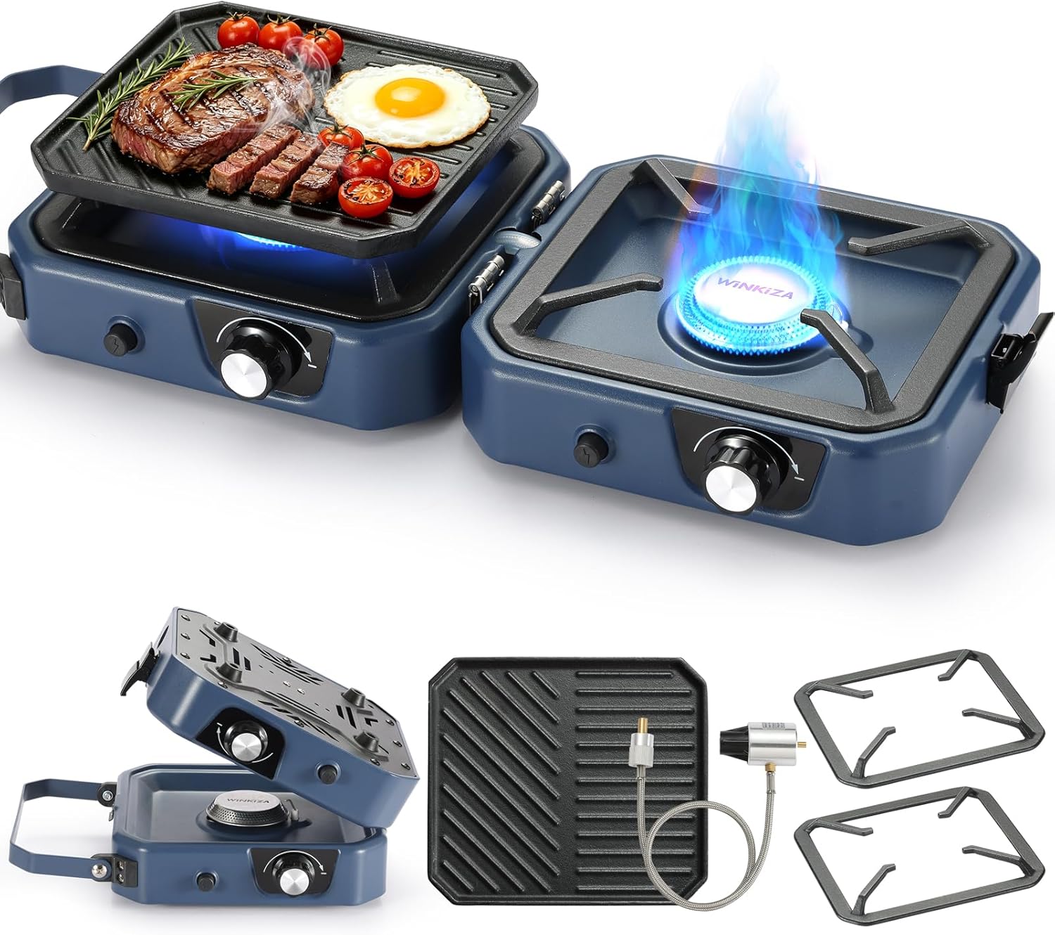 Outdoor Camping Griddle - Portable 2 Burner Propane Camping Stove