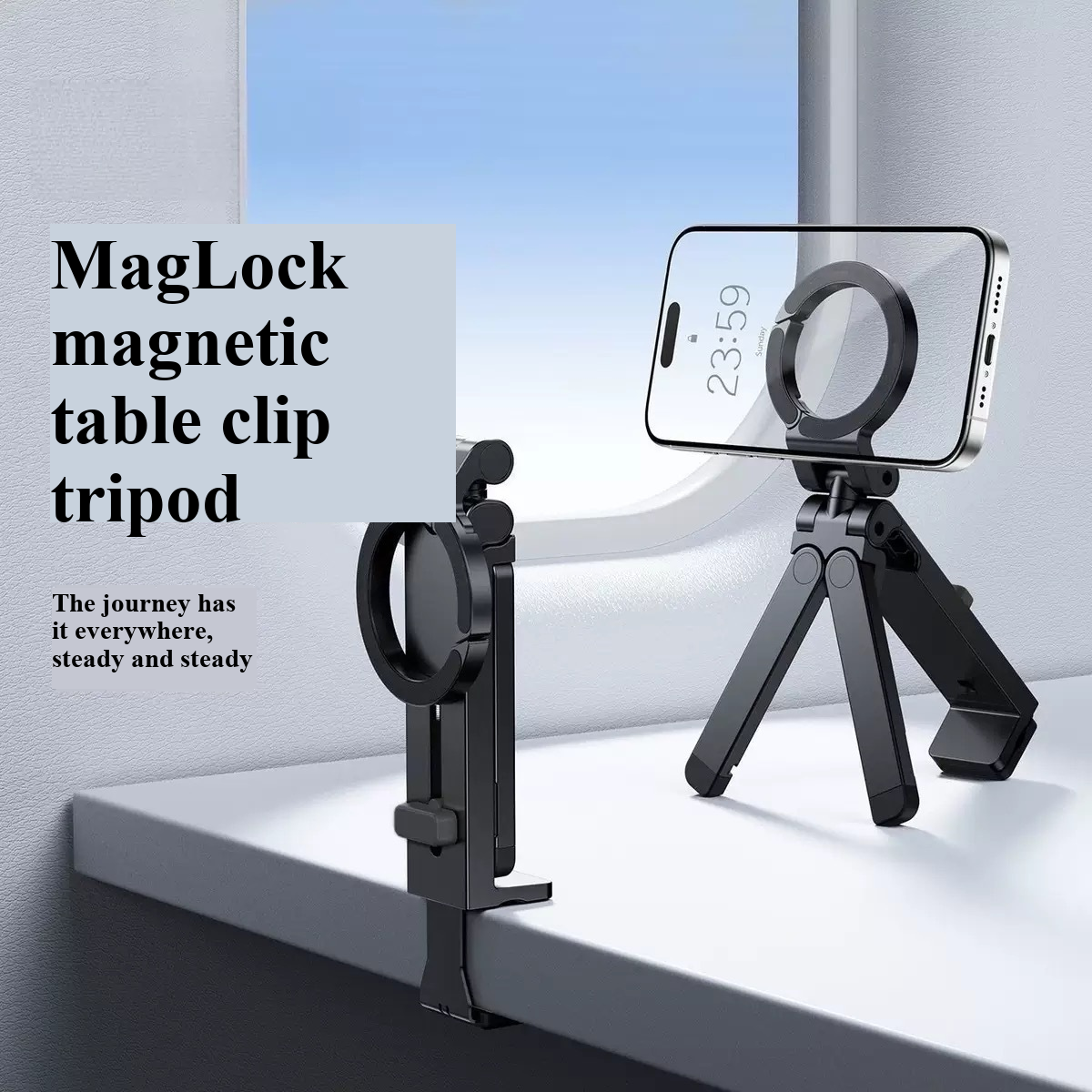 Outdoor Camping Table - New magnetic phone holder, desktop clip