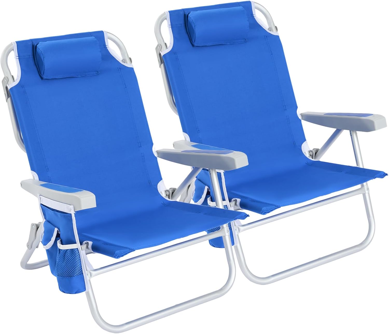 Folding Chair - Low Beach Chair 2 Pack, 5-Position