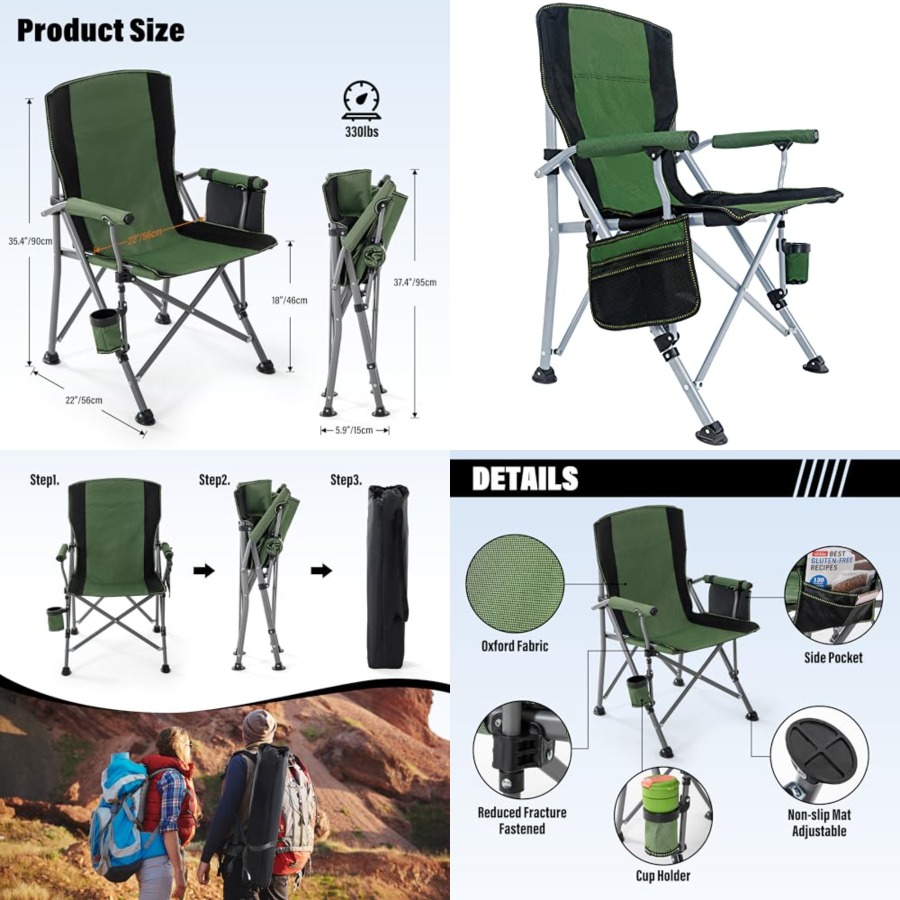 Outdoor Camping Folding Chairs - Camping Chair for Adults, Heavy Duty