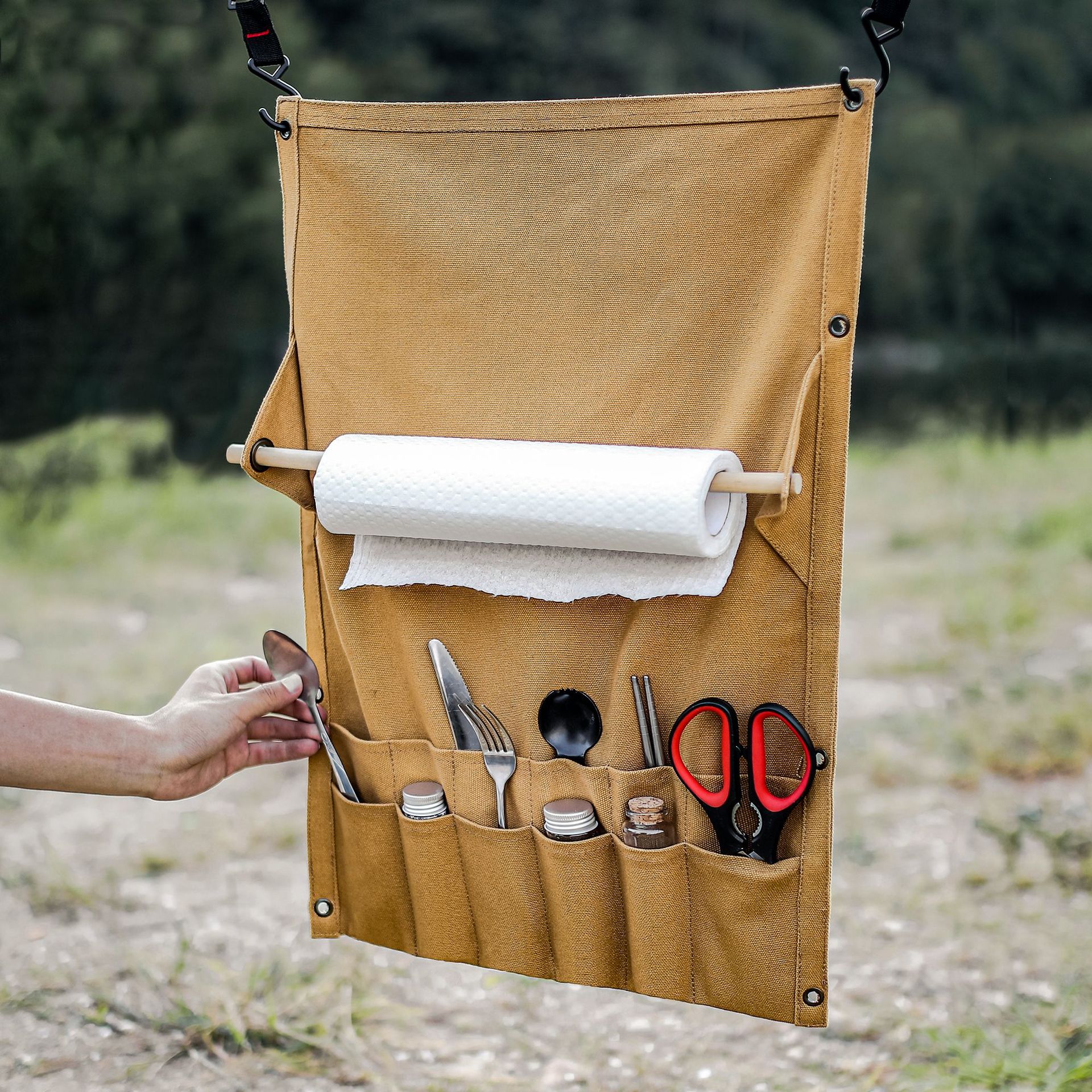 Outdoor Camping Wallpaper - Outdoor Canvas Utensil Organizer Wall Mounted