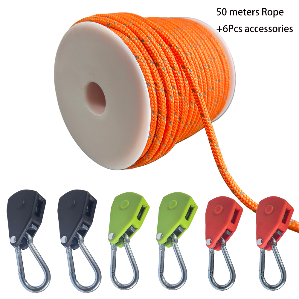 Outdoor Camping Extension Cord - 50M Reflective Tent Rope 4mm Cord