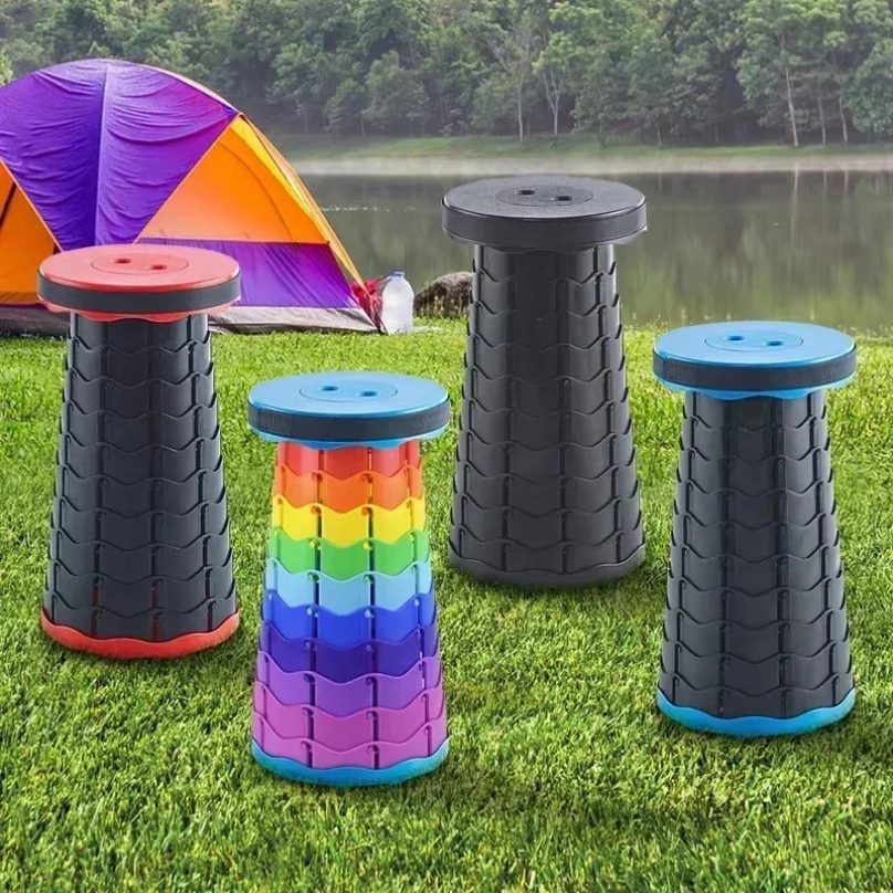 Outdoor Camping Folding Chairs - Portable Plastic Folding Telescopic Chair, Lightweight