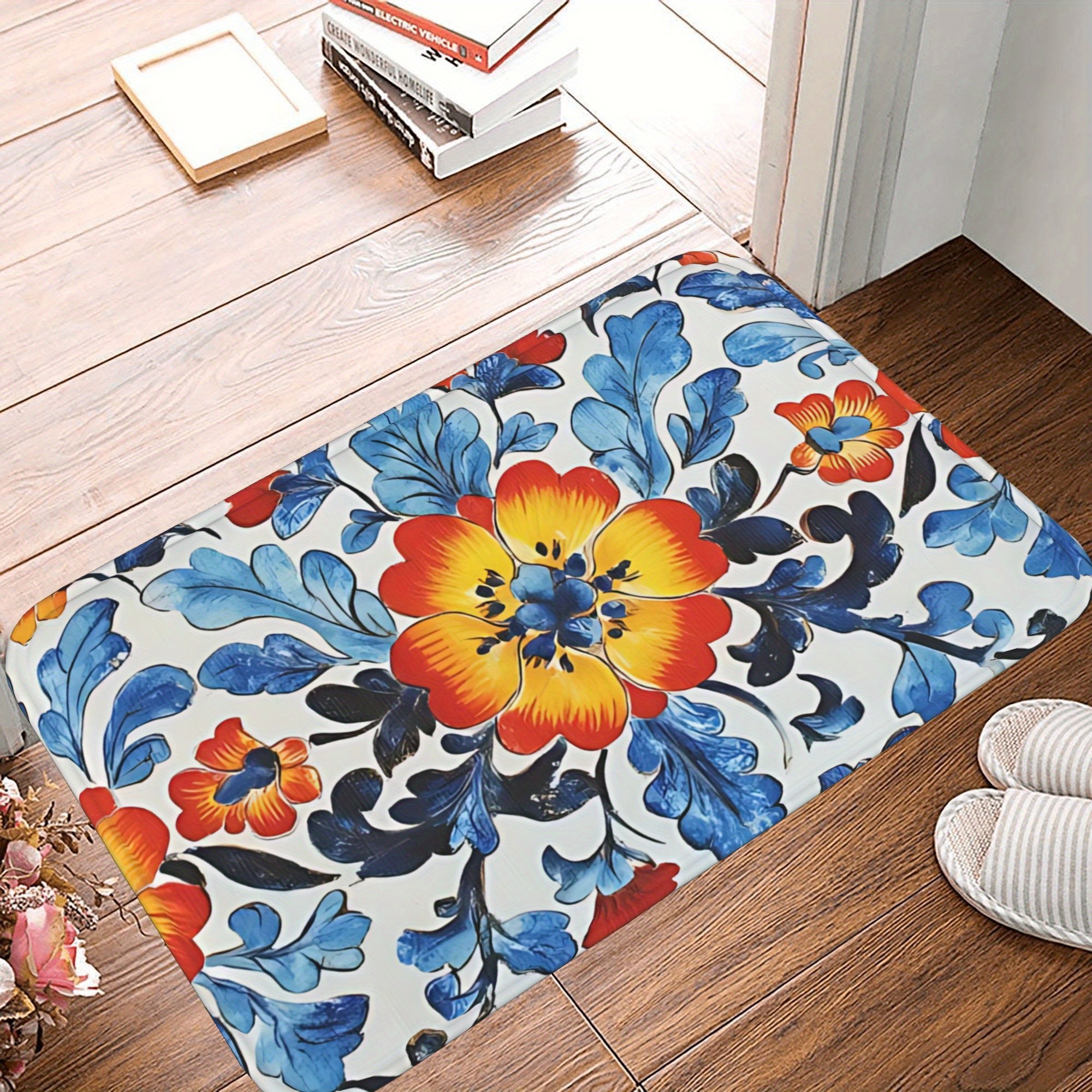 Outdoor Camping Kitchen With Sink - 1PC Blooming Joy Pattern Kitchen Rug