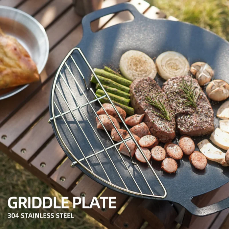 1Pcs BBQ Stainless Steel High  - مراجعة Outdoor Camping Griddle وسعره