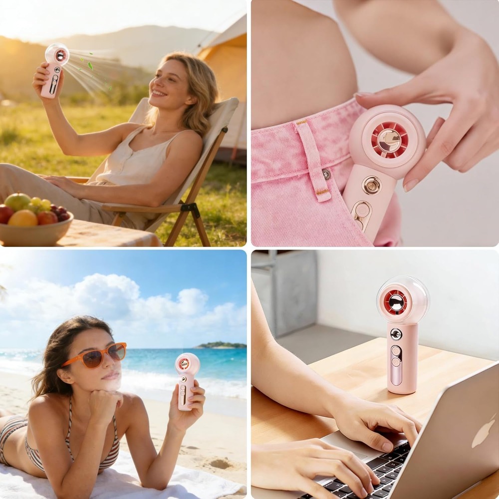 Portable Fan with Mist, Person - مراجعة Outdoor Camping Misting Fan وسعره