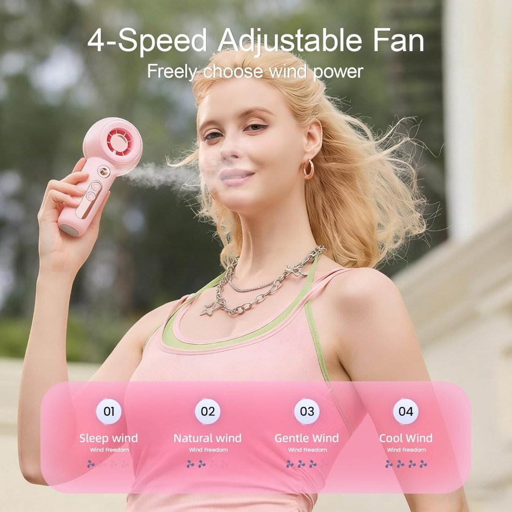 Portable Fan with Mist, Person - مراجعة Outdoor Camping Misting Fan وسعره