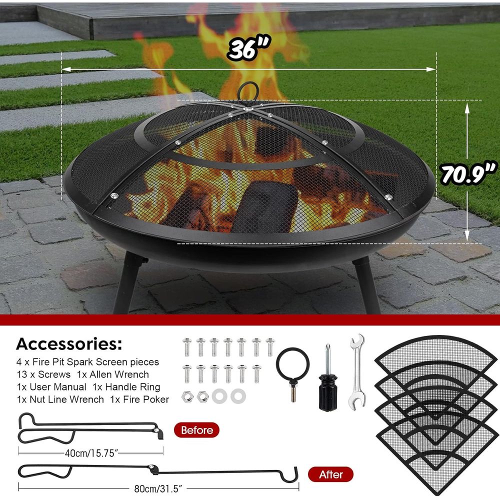 36 Inch Round Mesh Fire Pit Sc - مراجعة Outdoor Camping Fire وسعره