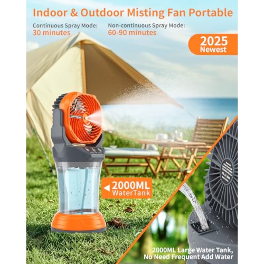 30000mAh Misting Fan Portable  - مراجعة Outdoor Camping Misting Fan وسعره