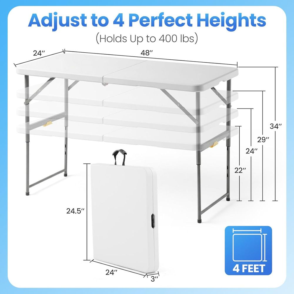 Portable Folding Table with Ha - مراجعة Outdoor Camping Table وسعره