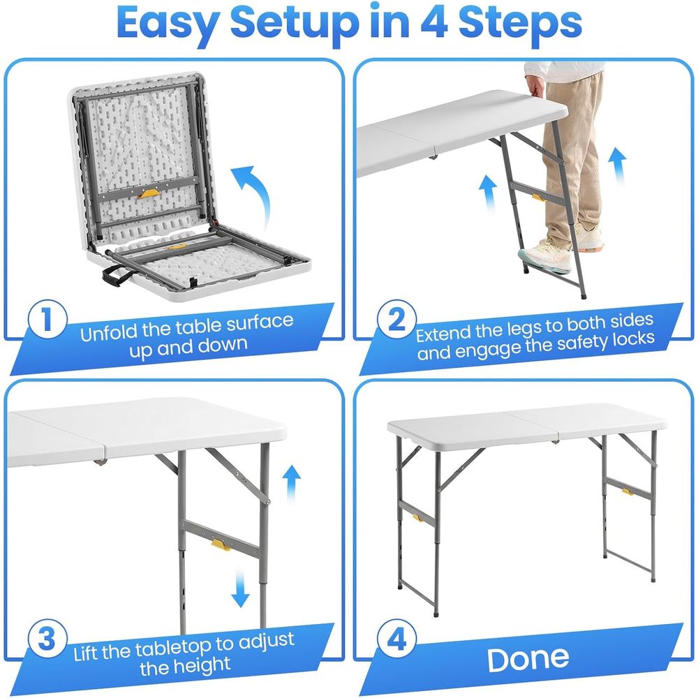 Portable Folding Table with Ha - مراجعة Outdoor Camping Table وسعره