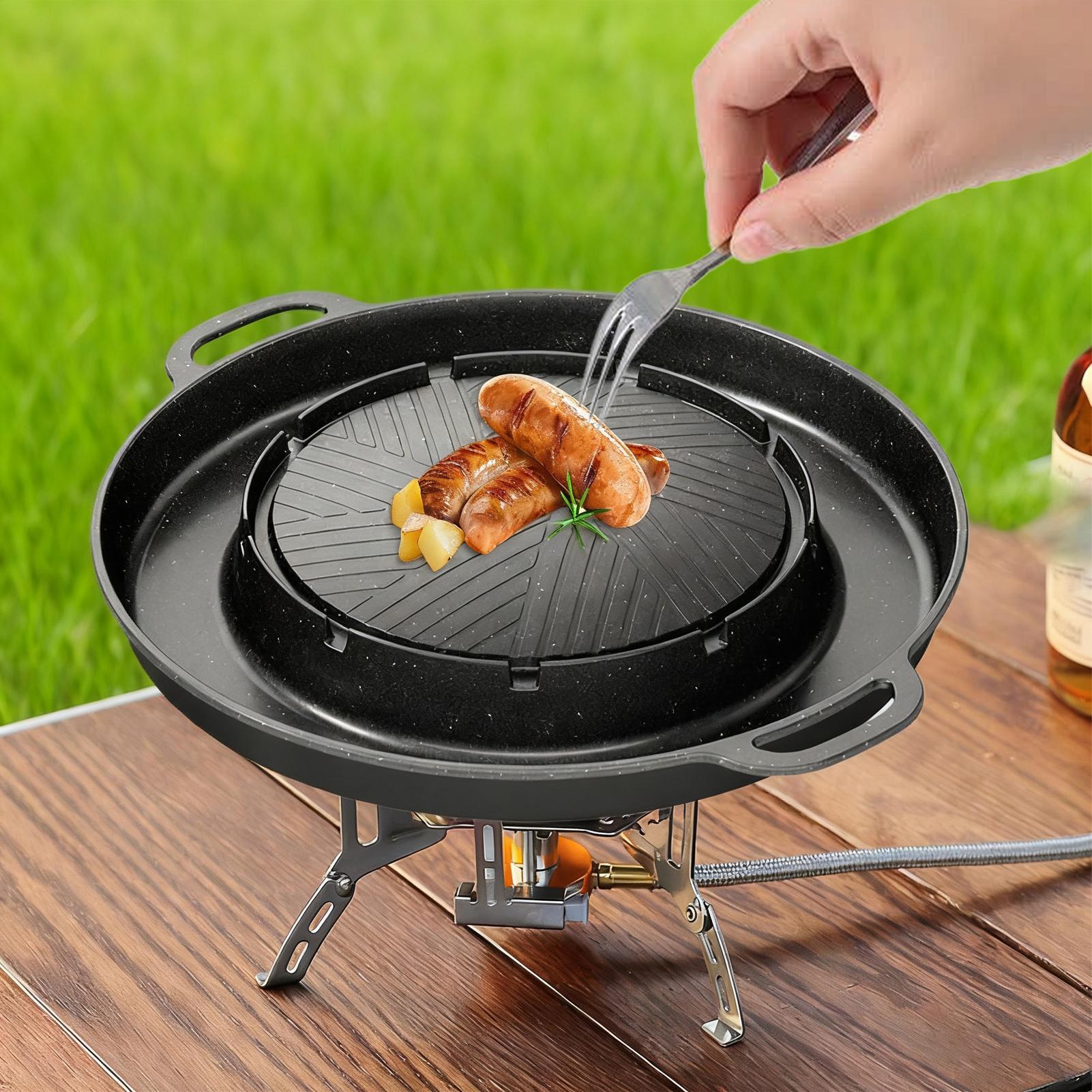 2-in-1 Grill & Hot Pan for Sto - مراجعة Outdoor Camping Griddle وسعره