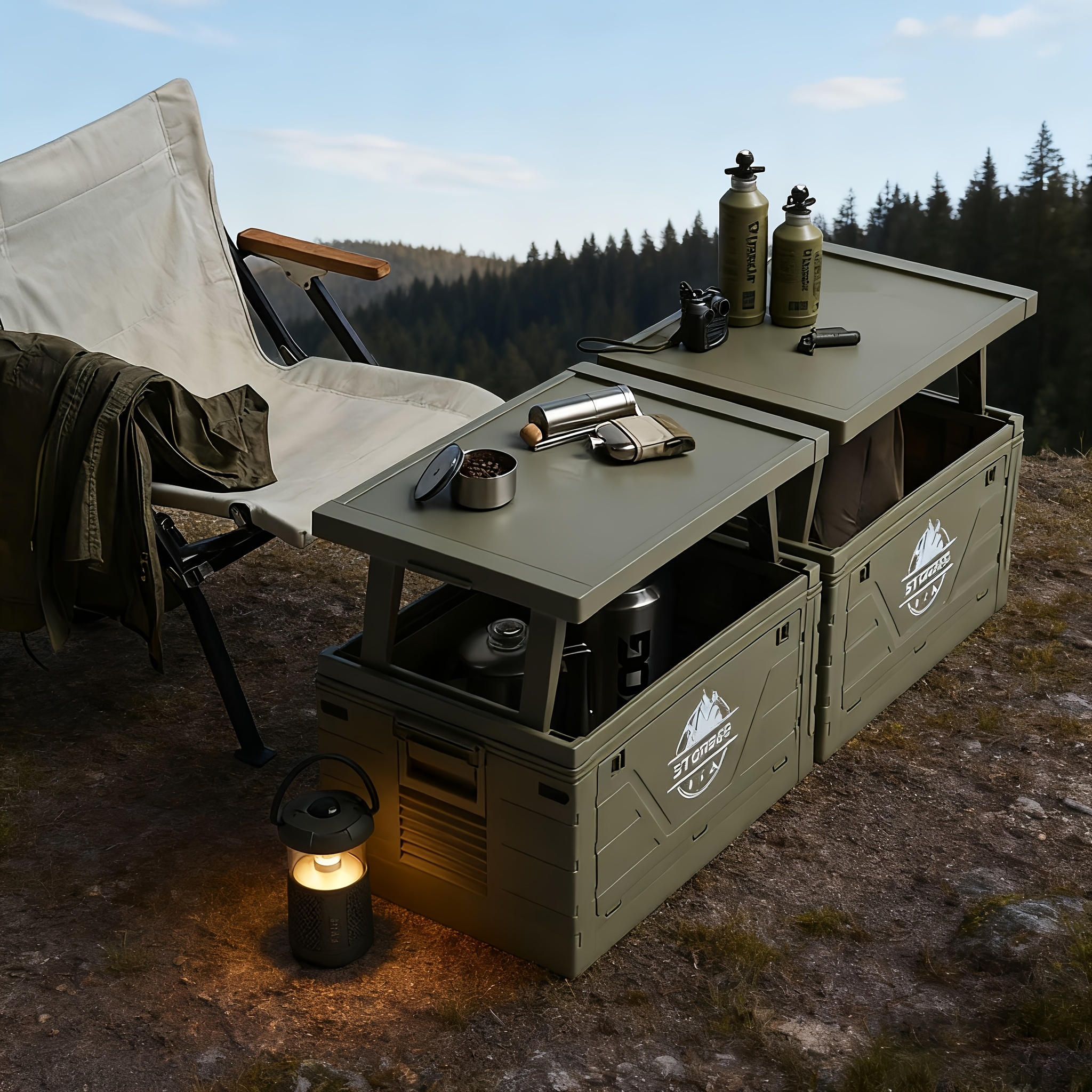 Camping Storage Box with Foldi - مراجعة Outdoor Camping Table وسعره