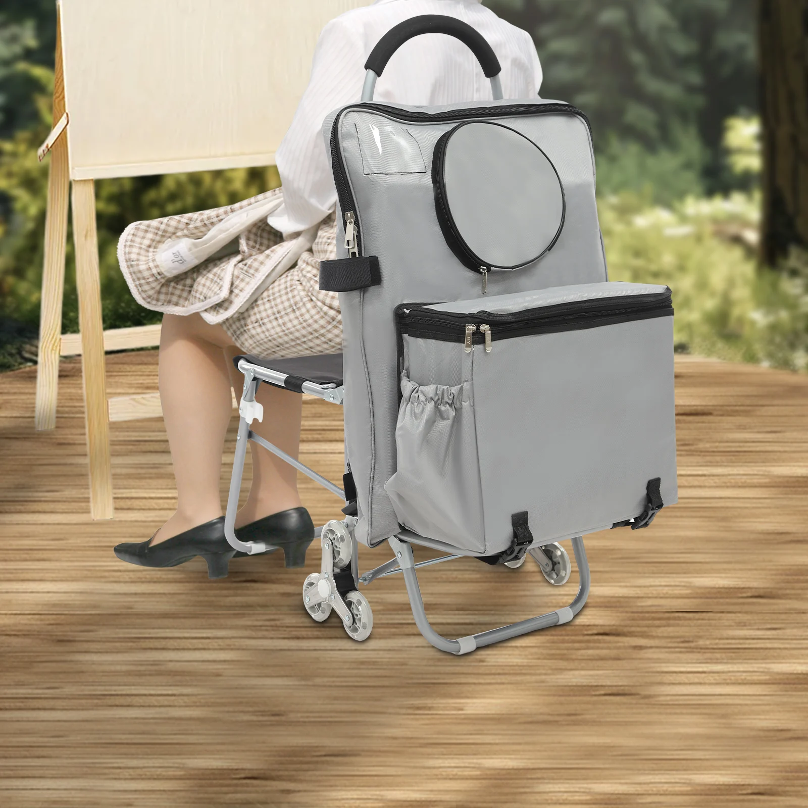 Silver 16.93*36.61inch Rolling - مراجعة Folding Chair وسعره