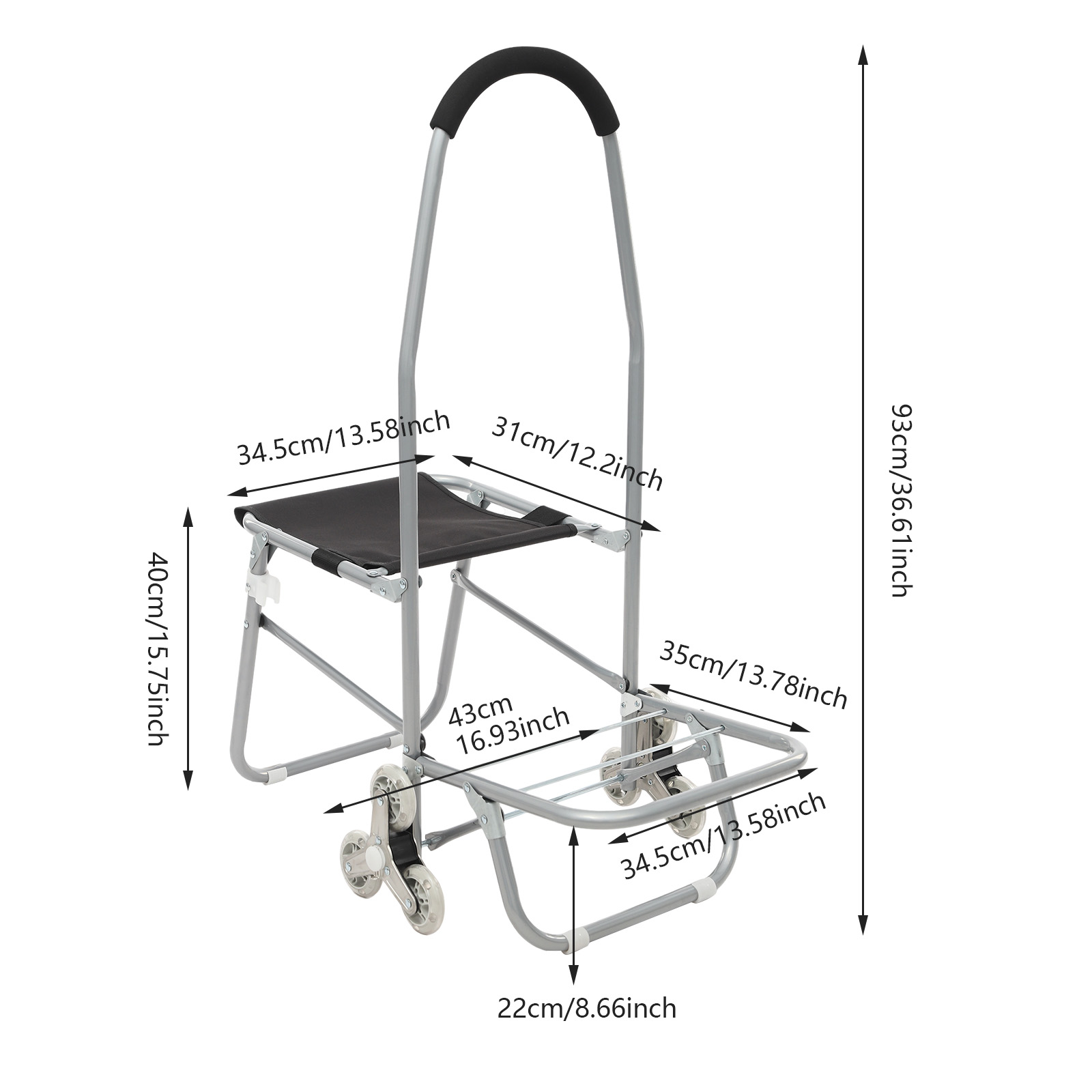 Silver 16.93*36.61inch Rolling - مراجعة Folding Chair وسعره