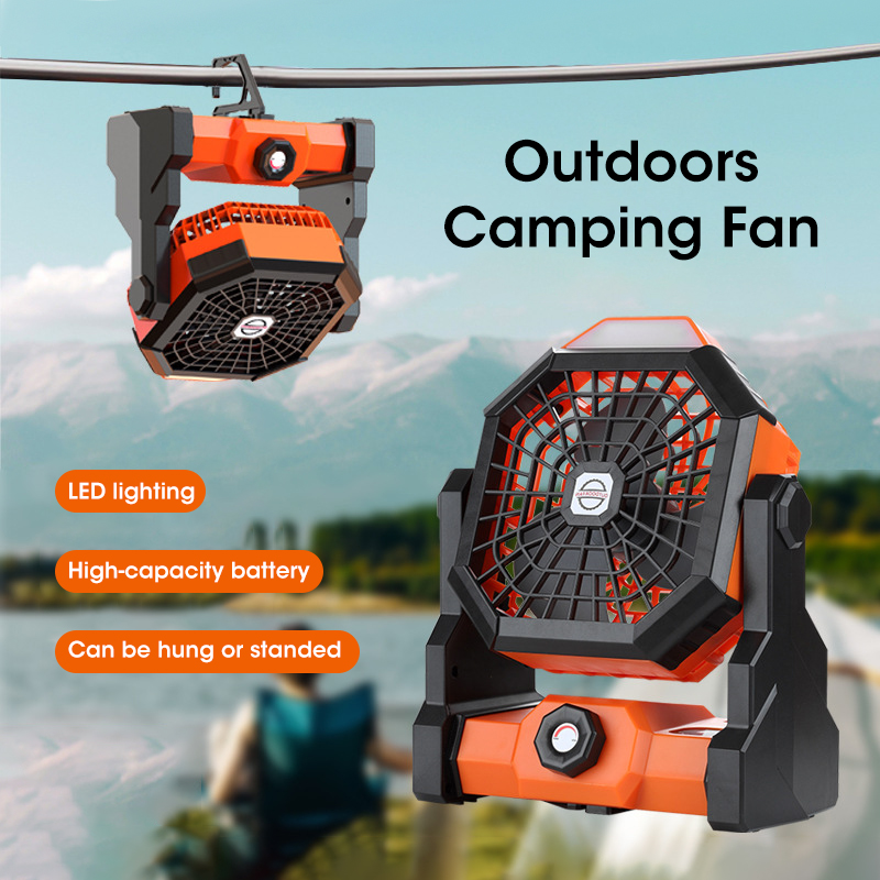 10000mAh Camping Fan with LED  - مراجعة Outdoor Camping Misting Fan وسعره