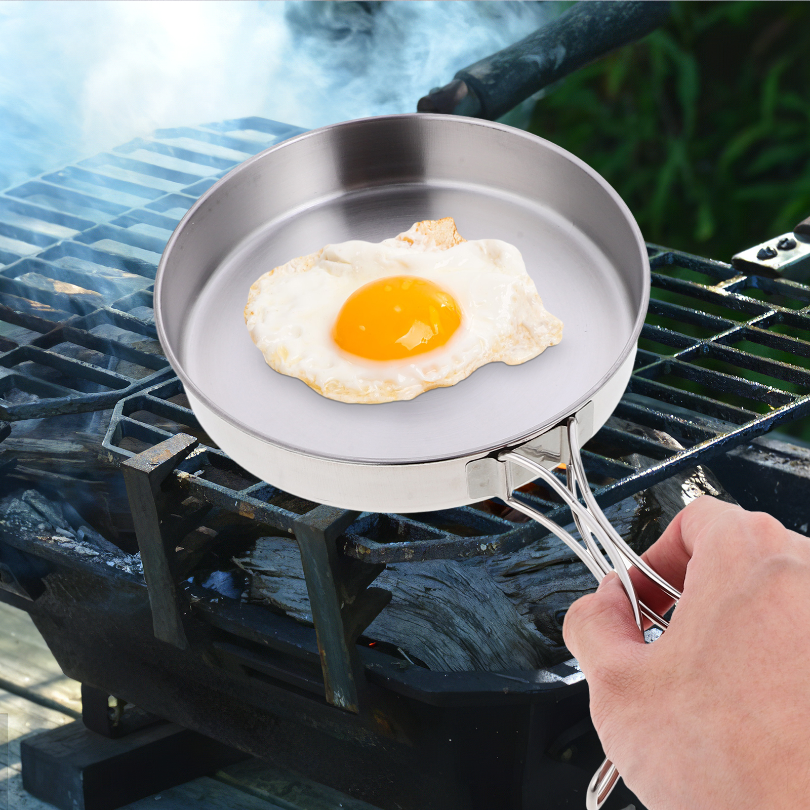 Portable Frying Pan Stainless  - مراجعة Outdoor Camping Griddle وسعره