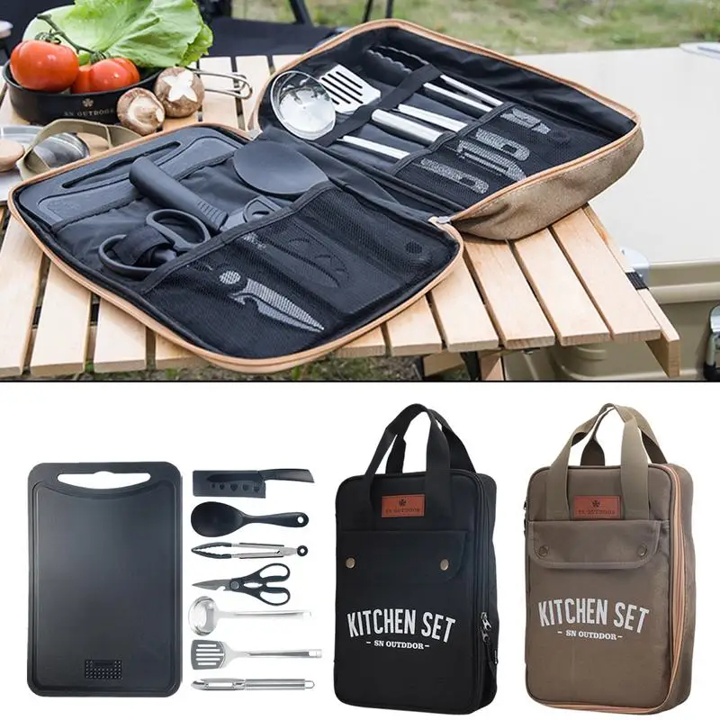 8pcs Camping Kitchen Cookware  - مراجعة Outdoor Camping Kitchen With Sink وسعره