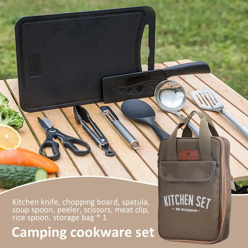 8pcs Camping Kitchen Cookware  - مراجعة Outdoor Camping Kitchen With Sink وسعره