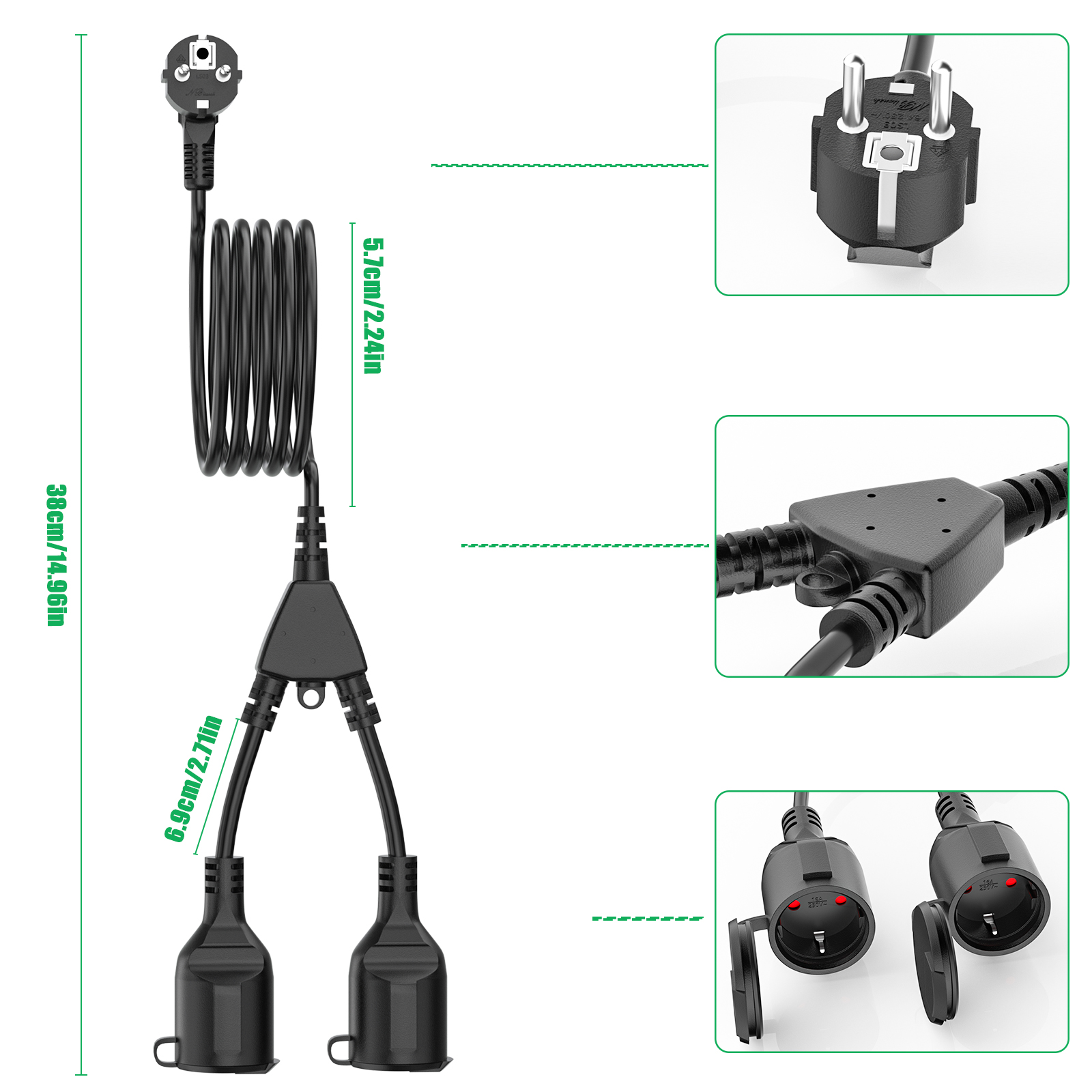 European Power Cord Extension  - مراجعة Outdoor Camping Extension Cord وسعره