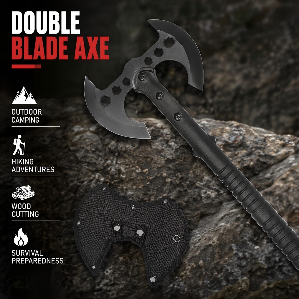 2-Piece Dual Blade Axe Kit - V - مراجعة Outdoor Camping Hacks وسعره