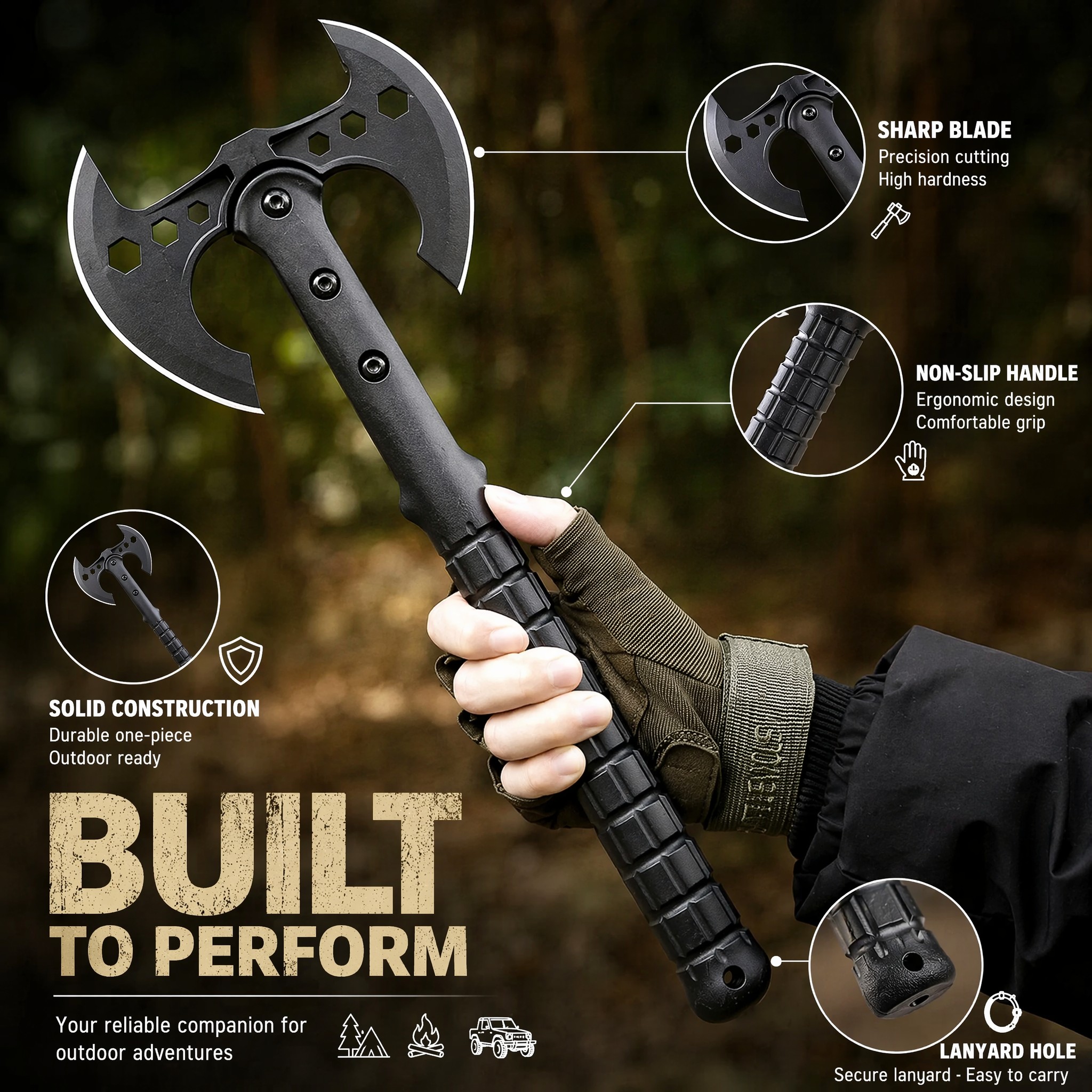 2-Piece Dual Blade Axe Kit - V - مراجعة Outdoor Camping Hacks وسعره
