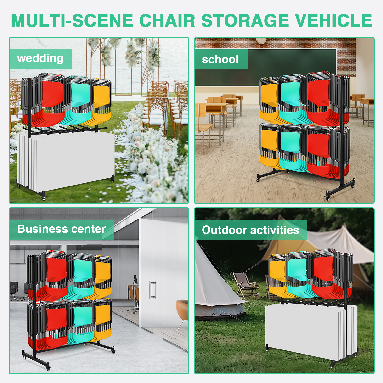 Folding Chair Rack & Cart with - مراجعة Folding Chair وسعره