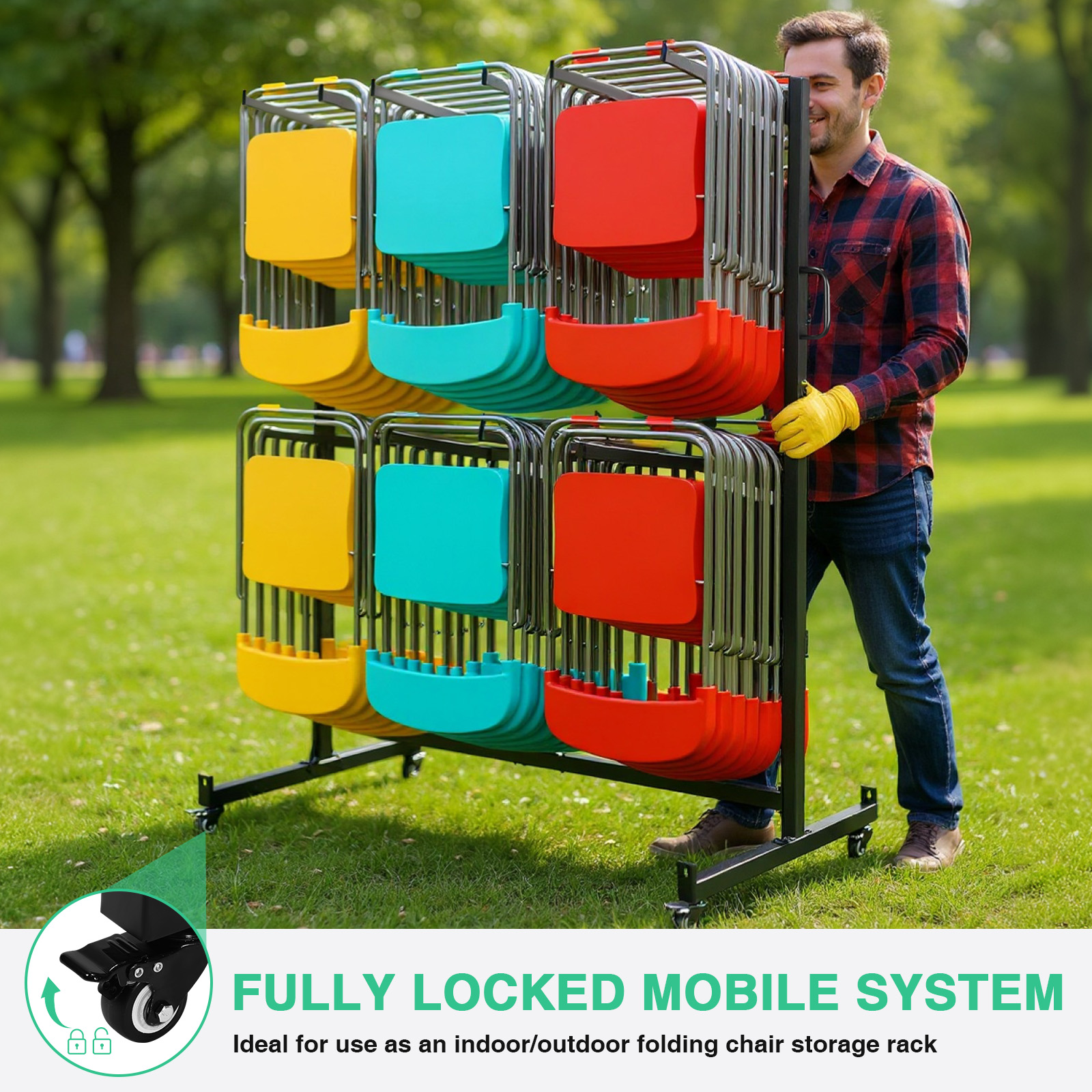 Folding Chair Rack & Cart with - مراجعة Folding Chair وسعره