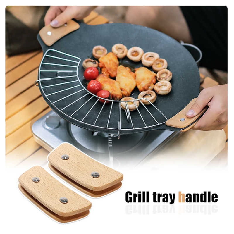 Wooden BBQ Pan Handle Anti Sca - مراجعة Outdoor Camping Griddle وسعره