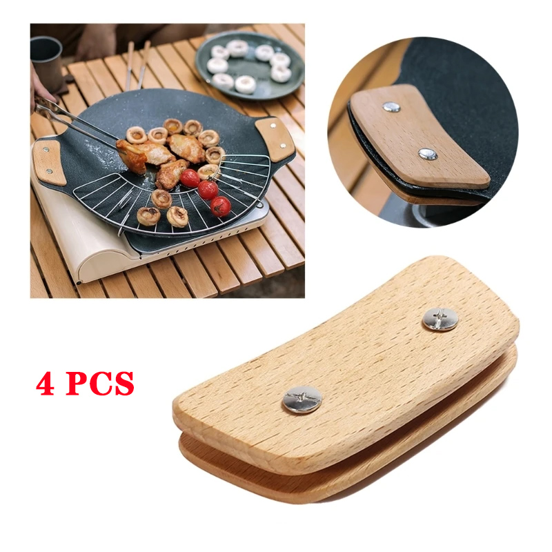 Wooden BBQ Pan Handle Anti Sca - مراجعة Outdoor Camping Griddle وسعره