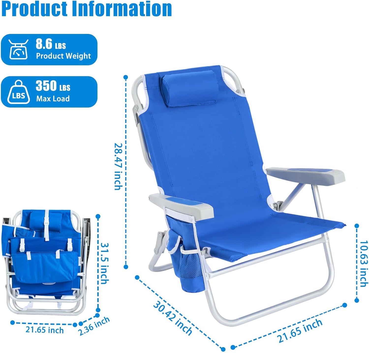 Low Beach Chair 2 Pack, 5-Posi - مراجعة Folding Chair وسعره