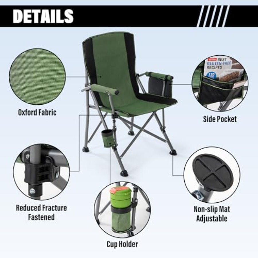 Camping Chair for Adults, Heav - مراجعة Outdoor Camping Folding Chairs وسعره
