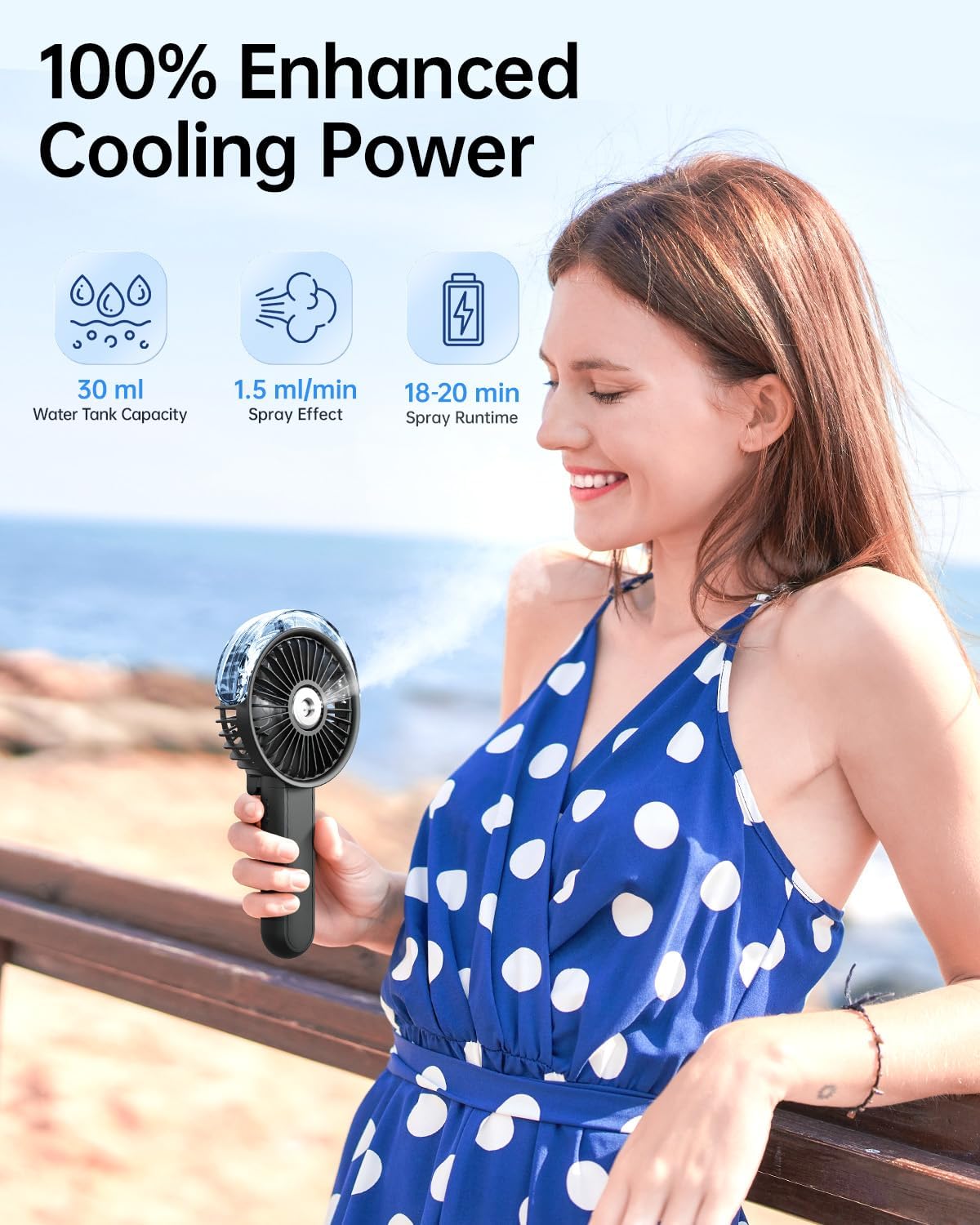 180° Foldable Handheld Misting - مراجعة Outdoor Camping Misting Fan وسعره