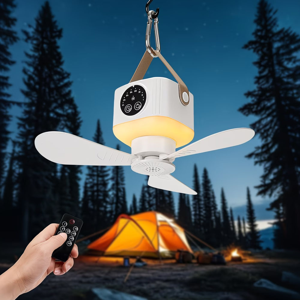 Portable Ceiling Fan with Ligh - مراجعة Outdoor Camping Misting Fan وسعره