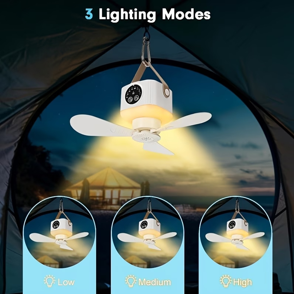 Portable Ceiling Fan with Ligh - مراجعة Outdoor Camping Misting Fan وسعره