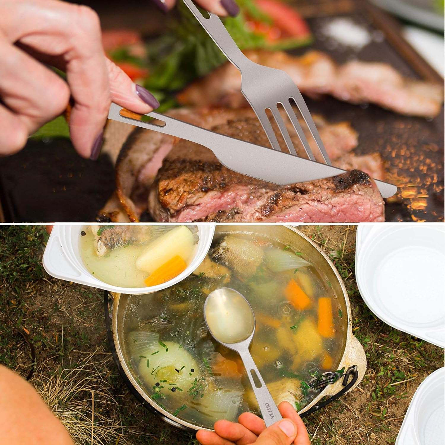 Titanium Camping Cutlery Set w - مراجعة Outdoor Camping Knife وسعره