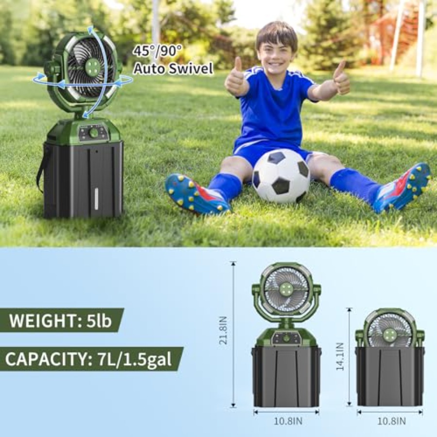 Portable misting fan for outdo - مراجعة Outdoor Camping Misting Fan وسعره
