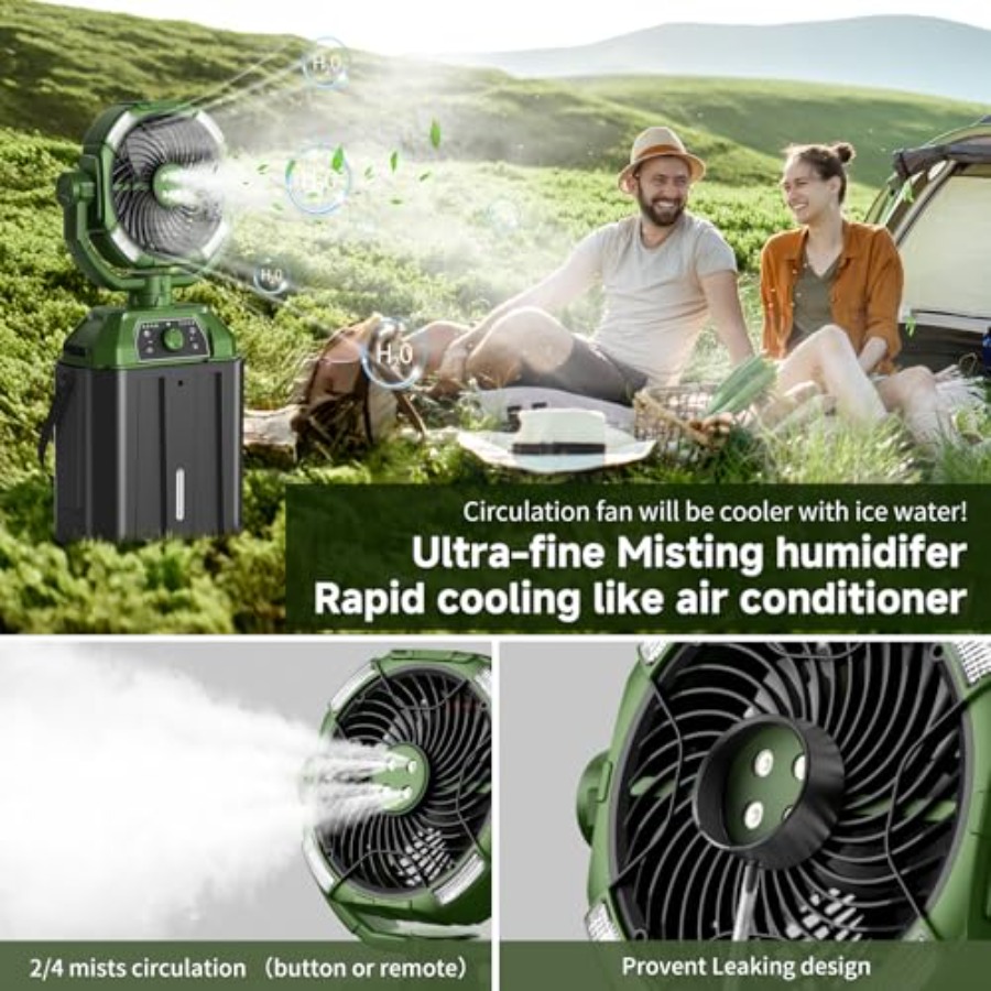 Portable misting fan for outdo - مراجعة Outdoor Camping Misting Fan وسعره