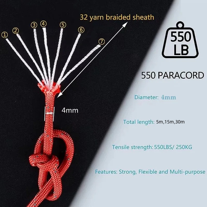 Reflective Paracord 550 Milita - مراجعة Outdoor Camping Extension Cord وسعره