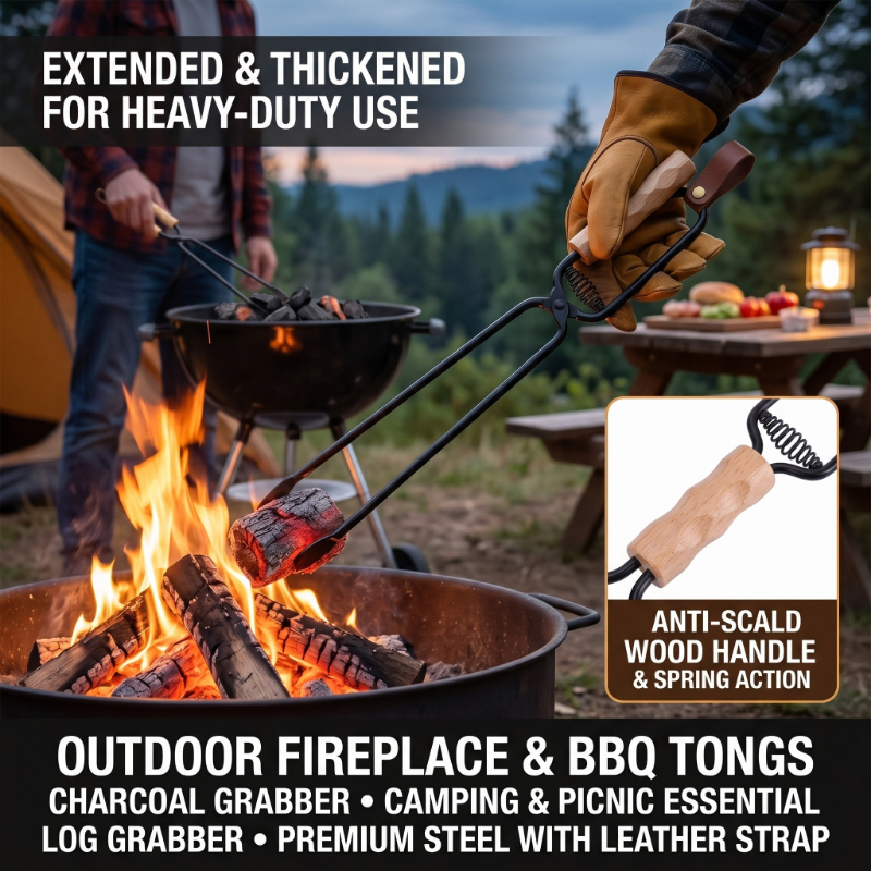 Firewood Tongs Metal Heat Resi - مراجعة Outdoor Camping Fire وسعره