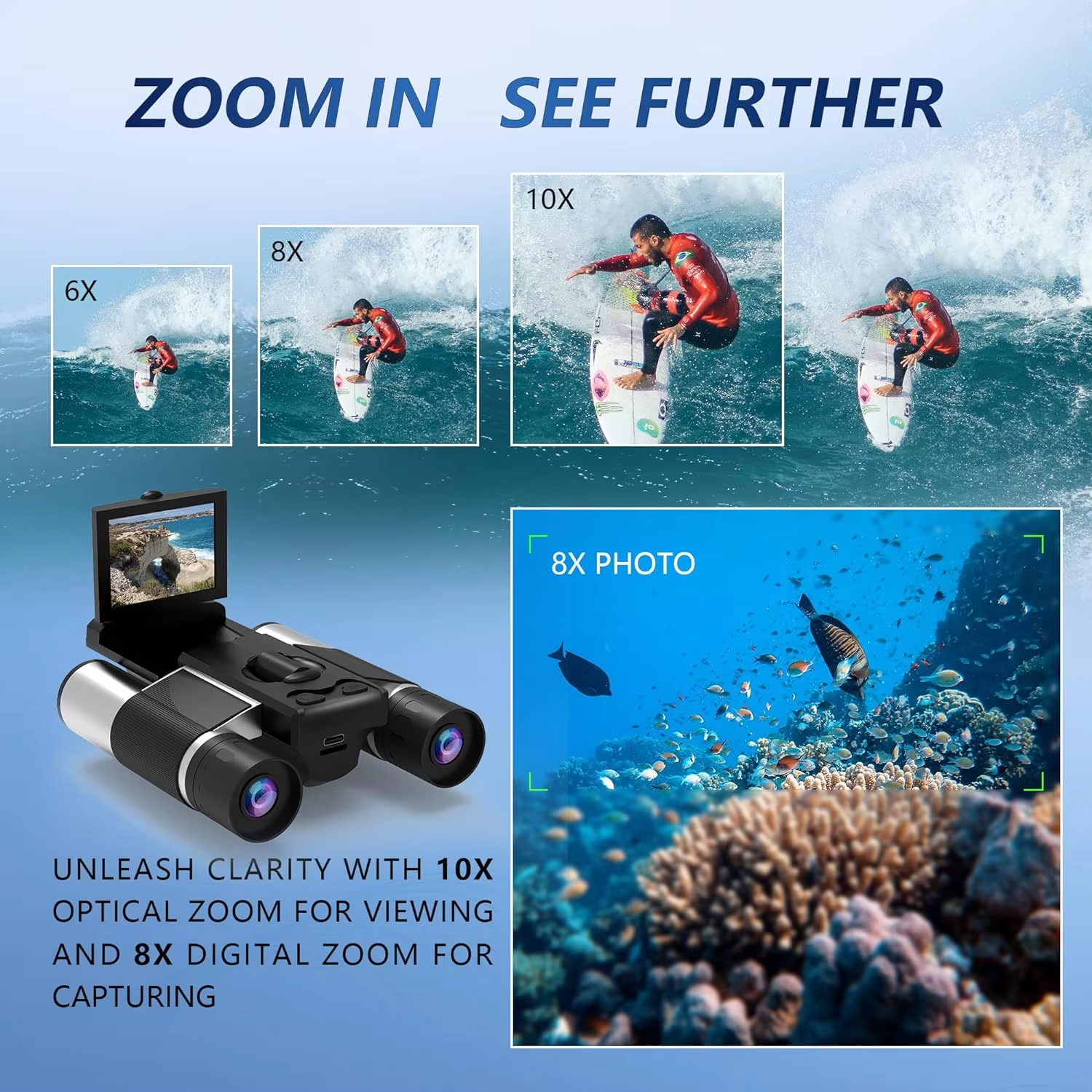 8X Digital Zoom Camera Binocul - مراجعة Outdoor Camping Videos وسعره