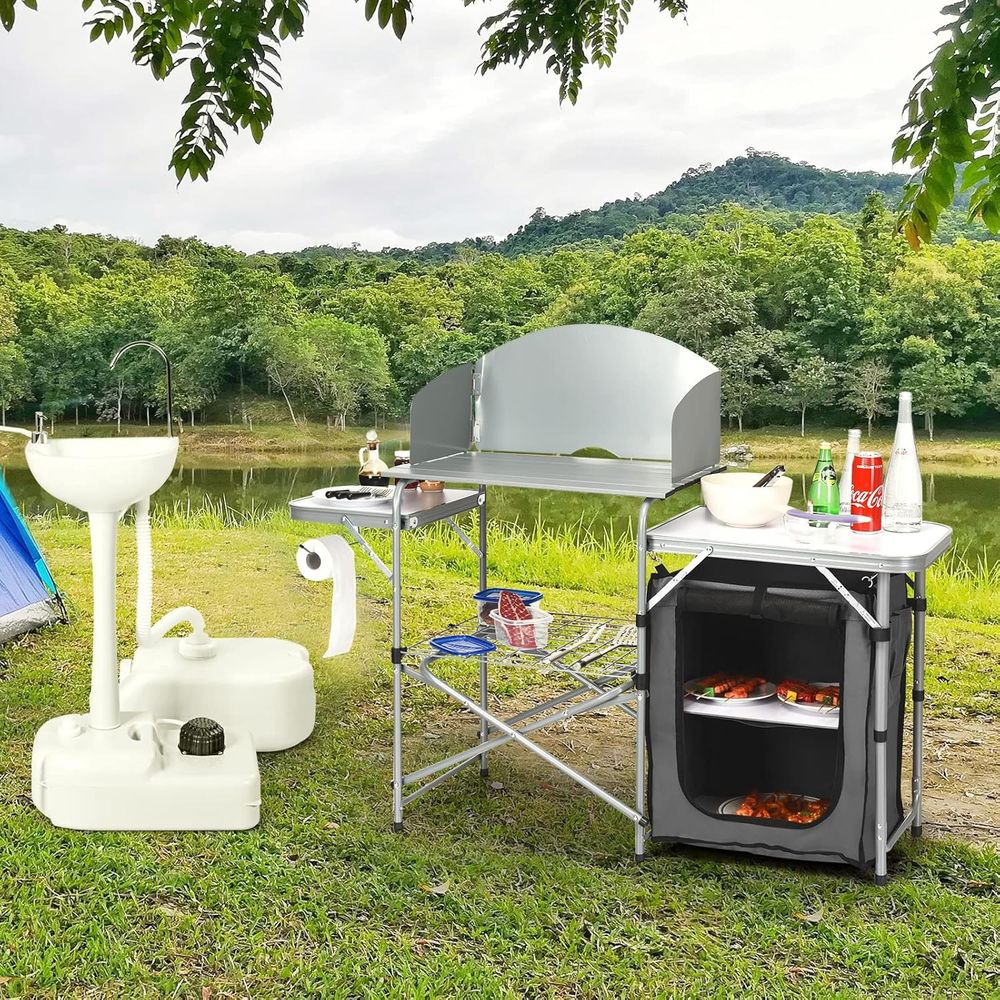 Camping Kitchen Table, Portabl - مراجعة Outdoor Camping Table وسعره