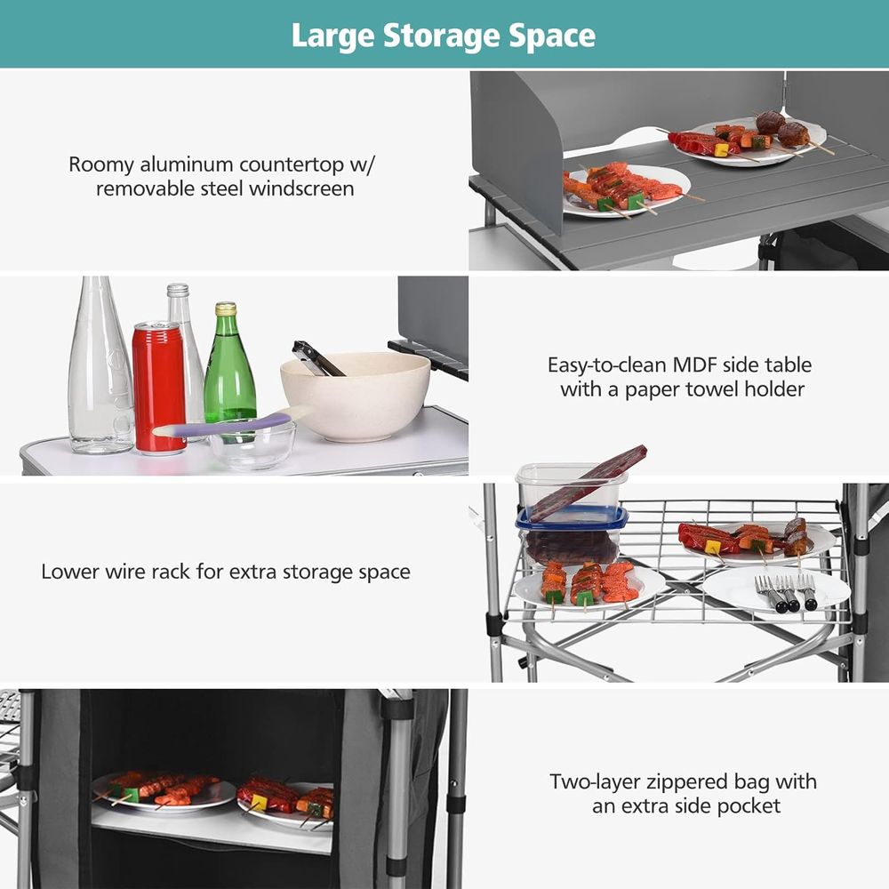 Camping Kitchen Table, Portabl - مراجعة Outdoor Camping Table وسعره